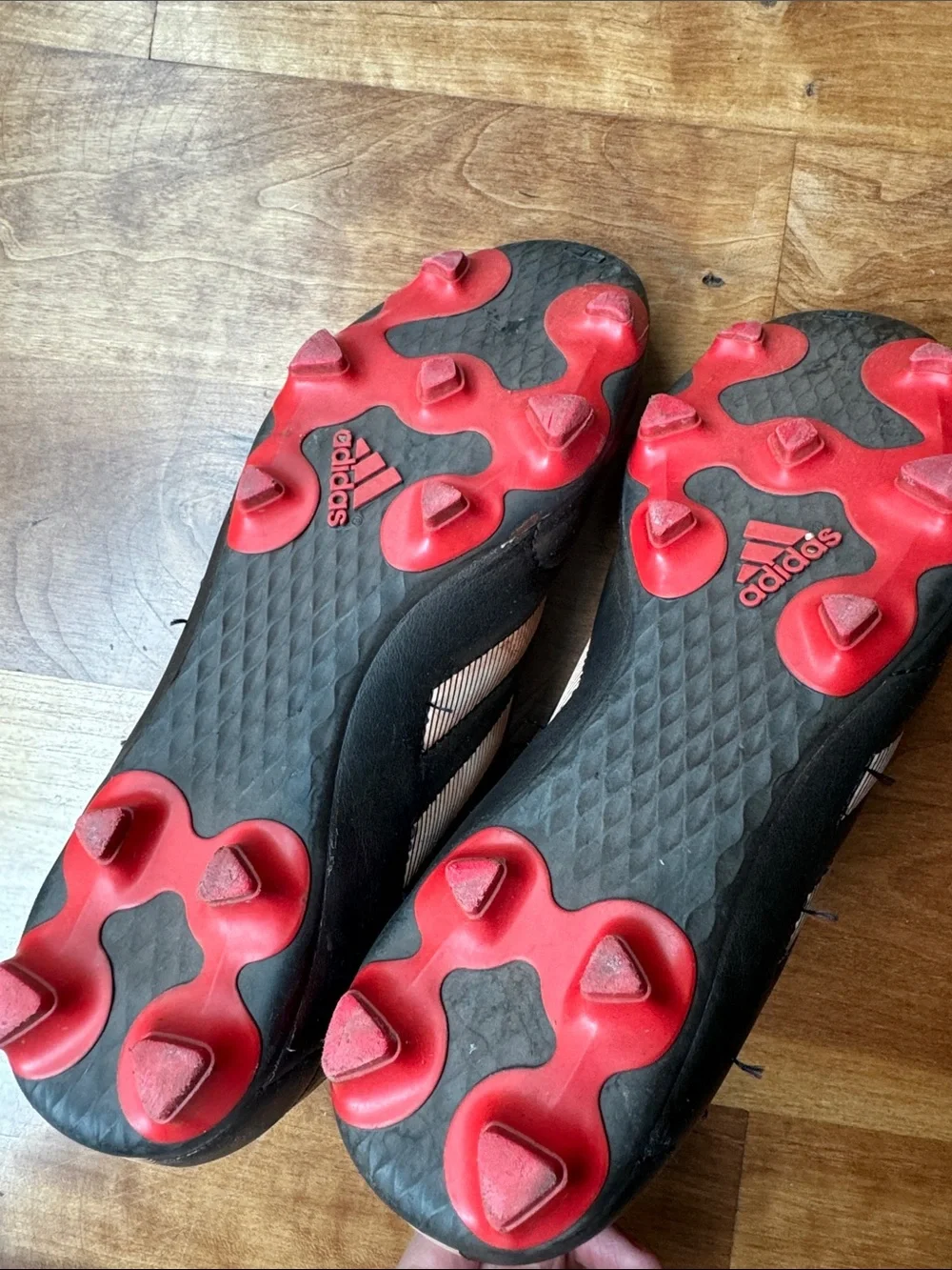 adidas Black and Pink Red Turf Soccer Cleats